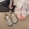 Zapatos de verano planos y huecos para mujer con empeine de perlas, versátiles y de moda, malla transpirable, Mary Jane de doble uso