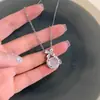 Exquisito Collar de Calcedonia Blanca con Lazo, Cadena para Clavícula de Flor de Zirconia de Lujo Ligero de Nicho, Collar de Aroma Pequeño de Gama Alta
