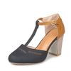 Sapatos femininos de salto grosso com bico redondo, novos para primavera e verão de 2018, atacado, sapatos de salto alto com tira no tornozelo, sapatos femininos de tamanho grande