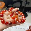 Pulsera de Sardónice Natural para Parejas, Hombres y Mujeres, Pulsera de Ágata Rayada Roja Seda
