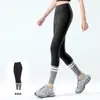 Pantalones de yoga a rayas de bloques de color para mujer, de cintura alta, control de abdomen, moldeadores de glúteos tipo durazno, secado rápido, elásticos, para correr, fitness, ajustados atléticos de tiburón