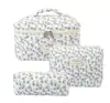 Bolsa de cosméticos portátil gran capacidad floral pequeño almacenamiento portátil algodón acolchado flor linda ins viaje estudiante