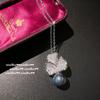 Collar de gemas de amor con perlas moradas de pavo real y lágrimas de sirena, pendientes de circonita con forma de gota de agua y cuentas moradas de uva de Tahití