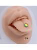 Barra recta de acero inoxidable transfronteriza flash película lengua uña rosca externa Multicolor Color mágico goteando anillo de lengua perforación diente externo uña de lengua