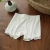 Pantalones Cortos de Seguridad Anti-Exposición Clase A para Niñas, Calzones tipo Boxer Elásticos de Encaje, Pantalones de Casa Acanalados con Lazo