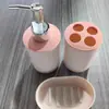 Set de baño de lujo ligero de 4 piezas para artículos de tocador, baño, suministros de baño, vaso para enjuague bucal, decoración para lavabo de baño