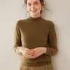 Suéter Feminino de Cashmere Gola Alta Meia Pulôver Quente Outono/Inverno 2025 Cor Lisa Macio Sedoso Tricô Camada Base de Lã Suéter
