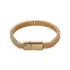Pulsera para hombre europea y americana de Amazon, pulsera de acero inoxidable tejida de doble fila con quilla reversible y cierre magnético, joyería de acero de titanio