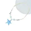 Estilo Praia Oceânica Sonhadora Estilo Oceano Azul Colar de Estrela do Mar Estilo Férias Dopamina Novas Contas de Concha