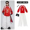 Ropa de Calle de Baile Urbano para Niños Niños Hip-Hop Festivo Rojo No. Traje de 7 piezas para Niños Hip-Hop Atuendo de Año Nuevo para Actuación