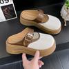 Medias Pantuflas de Malla Hueca para Mujer, Nuevos Zapatos Individuales de Moda Verano 2025 Estilo Mary Jane, Zuecos de Plataforma con Suela Gruesa