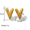 Comercio exterior transfronterizo superventas simples retro moda liso plisado geométrico clásico oro real 18K acero inoxidable aretes