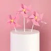 Ins decoración de pastel EVA multicapa tridimensional colorido molino de viento de caramelo tarjeta de decoración de escena de cumpleaños enchufe