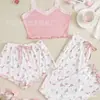 Novo Verão Transfronteiriço Sexy Renda Camisola Pijama para Mulheres Vestir Slim Duas Peças Roupa de Casa