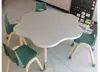 Mesa e Cadeira de Grafite Ajustáveis para Educação Infantil Mesa Redonda Multifuncional Flor de Ameixa Lua para Pintura, Leitura e Aprendizado Infantil