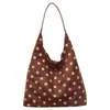 Bolsa feminina casual de grande capacidade, nova bolsa de ombro leve para o outono de 2026, bolsa tote estilosa de bolinhas