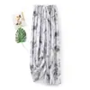 Pantalones de pijama de algodón y seda para mujer de verano, de pierna ancha, cintura alta, estilo fino, se pueden usar solos o al aire libre, pantalones para el hogar