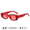 Novos óculos de sol quadrados com diamantes personalizados, armação pequena, óculos de sol femininos para fotos de rua, óculos de sol de moda europeia e americana transfronteiriços