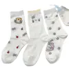Calcetines de Media Caña Versátiles de Moda Estilo Japonés de Dibujos Animados para Primavera y Verano Calcetines Largos para Estudiantes Calcetines de Media Caña para Mujer Calcetines Blancos para Mujer
