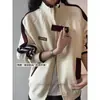 Sudadera con Capucha de Estilo Universitario a Rayas de Peso Pesado para Hombres y Mujeres Otoño Tendencia Marca Bloque de Color Chaqueta Casual Ropa Exterior Cárdigan Suelto Desconstruido