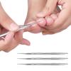 Ferramenta de Manicure de Aço Inoxidável com Cabeça Dupla para Limpeza de Sulcos de Unhas, Unhas Encravadas, Pegador de Unhas, Ferramenta de Patch para Correção de Unhas Encravadas
