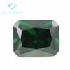 Venta al por mayor de fábrica 5A circonio rectangular verde oscuro piedra desnuda sintético fondo puntiagudo bisel coche flor abuela verde circonita CZ