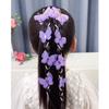 Nueva horquilla trenzada con cadena de perlas de mariposa hecha a mano estilo antiguo para niña, diadema de cuentas con flor para la cabeza de hada princesa