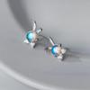 Pendientes Nalan de plata de ley 925 con forma de conejo y piedra lunar, con lazo de diamantes y sensación avanzada M03835