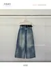 T-PLATFORM Calça Larga de Chão Feminina 2026 Chegada de Outono Calça Jeans Lavada Desbotada 68129