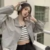 Shanlida Di Verão Nova Roupa de Proteção Solar Feminina Jaqueta Curta Top Fino Respirável para Baixinhas Moda Versátil Larga