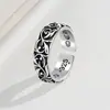 Anillo de Personalidad Transfronterizo Europeo y Americano con Patrón de Cocodrilo y Cruz Anillo de Rattan Eterno Retro de Plata Tailandesa de Moda