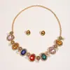 Colar de strass de diamante colorido 2023 novo colar de pedras preciosas femininas leve design de nicho de luxo sentido avançado corrente de clavícula de cristal