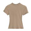 Camiseta básica de estilo americano, cuello redondo, manga corta, elástica, ajustada y con hombros descubiertos para mujer, top elástico ajustado de manga corta 2025