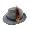 Chapéu de Feltro Colorido com Penas Corda Cinza de Duas Linhas Promoção de Carnaval Oktoberfest Alemão Fabricante de Origem Atacado