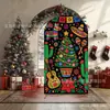 Decoração de Arco de Árvore de Natal Colorida Estilo Mexicano Chapéu de Aba Larga Guitarra Padrão de Cacto Decoração de Porta da Frente