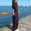 Conjunto deportivo de estilo casual para mujer, otoño, transfronterizo, cremallera, sudadera con capucha, versátil, rejuvenecedor, largo, cordón, pantalones de pierna ancha, moderno