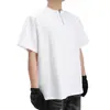 Camiseta de manga corta con hombreras acolchadas y cremallera para hombre, diseño único, cuello redondo, resistente, elegante y sofisticada, top versátil