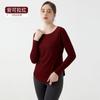 Ropa de Yoga Nueva de Verano Ropa Deportiva de Fitness de Yoga de Manga Larga Tops de Yoga Holgados con Hombros Descubiertos para Mujer Camisetas Drapeadas de Manga Larga