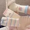 Calcetines Rosados de Lana Australiana para Mujer, Calcetines Lindos de Dibujos Animados de Conejo de Media Pantorrilla, Calcetines Gruesos y Cálidos para Invierno, Calcetines Dulces para Dormir para Mujer