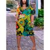 Vestido de Verano Nuevo Europeo y Americano Holgado de Largo Medio con Cuello en V para Mujer 2021 Transfronterizo AliExpress Comercio Exterior