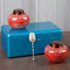 Yuerui Latas de Té Esmaltadas Cajas de Regalo Almacenamiento de Materiales Medicinales de Alta Gama Sello Pequeño Altar Cerámico Botella de Té Grande Vacía