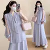 Conjunto de vestido de maternidad 2026 verano nueva moda elegante holgado de tirantes seda de hielo elegante conjunto de dos piezas