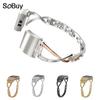 Correa de Reloj de Acero Inoxidable con Diamantes en Forma de X para Fitbit Charge5/6 Pulsera de Cadena Metálica para Charge
