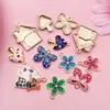 12 Pingentes de Casa de Cogumelo Borboleta Colorida com Gotejamento de Óleo Pacote de Material para Chaveiro DIY Colar Acessórios de Joia