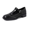 Hermosos y Sa ~ Estación Europea Cabeza de Remache Piel de Oveja Mary Jane 2025 Primavera Tacón Bajo Grueso Cabeza Redonda Cuero Zapatos Individuales para Mujer