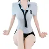 Uniforme Sexy de Policial para Campus Plus Size Lingerie Sexy Cadete de Polícia Não Precisa Tirar ao Sair e Revela Saia Apaixonada que Cobre o Bumbum
