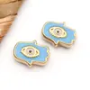 Acero Inoxidable Doble Cara Esmalte Gota de Aceite Ojo Cuentas Espaciadoras Cuentas Sueltas Cuentas Cuadradas Pulsera DIY Europea y Americana Accesorios de Joyería