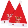 Chapéu de decoração de Natal transfronteiriço com gravata borboleta rosa e chifres, chapéu criativo de veludo vermelho com letra de floco de neve