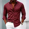 Amazon Comercio Exterior Transfronterizo Camisa de Manga Larga para Hombre Tacto de Alta Gama Rayas No Requiere Planchado Fuente de Fábrica Dropshipping