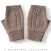 Guantes de cachemira, diseño unisex, cachemira pura, nueva colección otoño/invierno, tejido trenzado, cálidos, de medio dedo y sin dedos